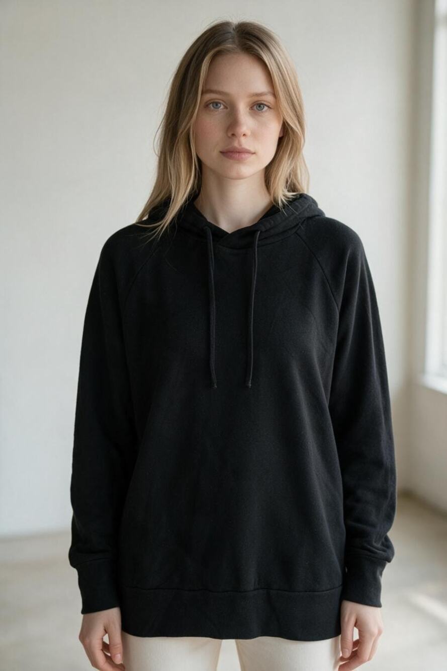EDDIE BAUER Pullover Hoodie Size XL Classic Black Sweatshirt w/ Hood SOFT